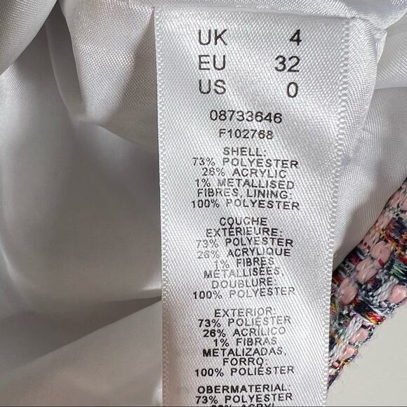 ASOS size 0 pink tweed a line mini skirt with front zipper accents B112 - Picture 4 of 5